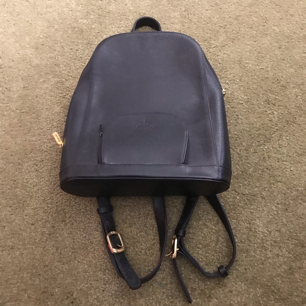 Faux leather black mini backpack
